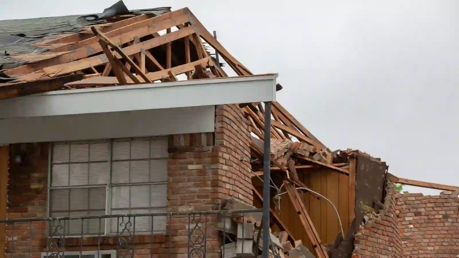 Storm damage restoration work on a house in the Albany area